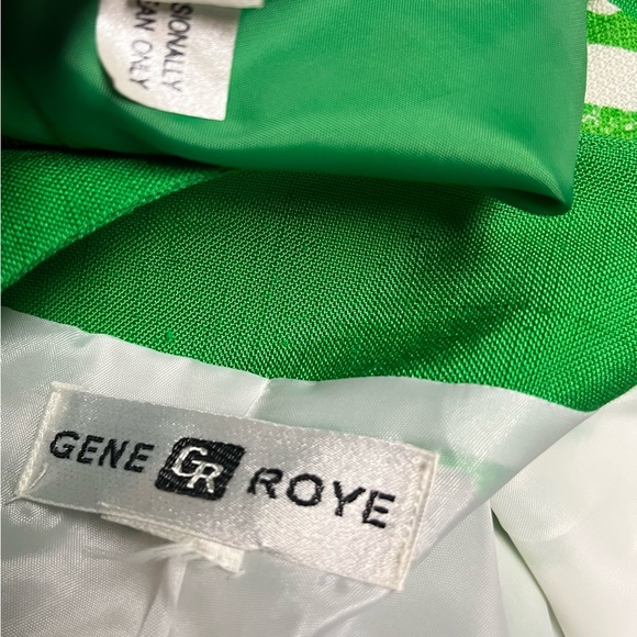 Gene Roye • Vintage • Silk • Lime Green / White • Geometric • Size 12 • Dress - Picture 9 of 16
